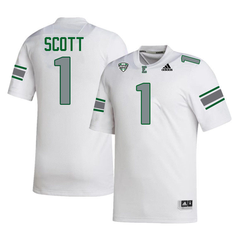 #1 Joshua Scott Eastern Michigan Jersey,Eastern Michigan University Eagles Football Jersey-White